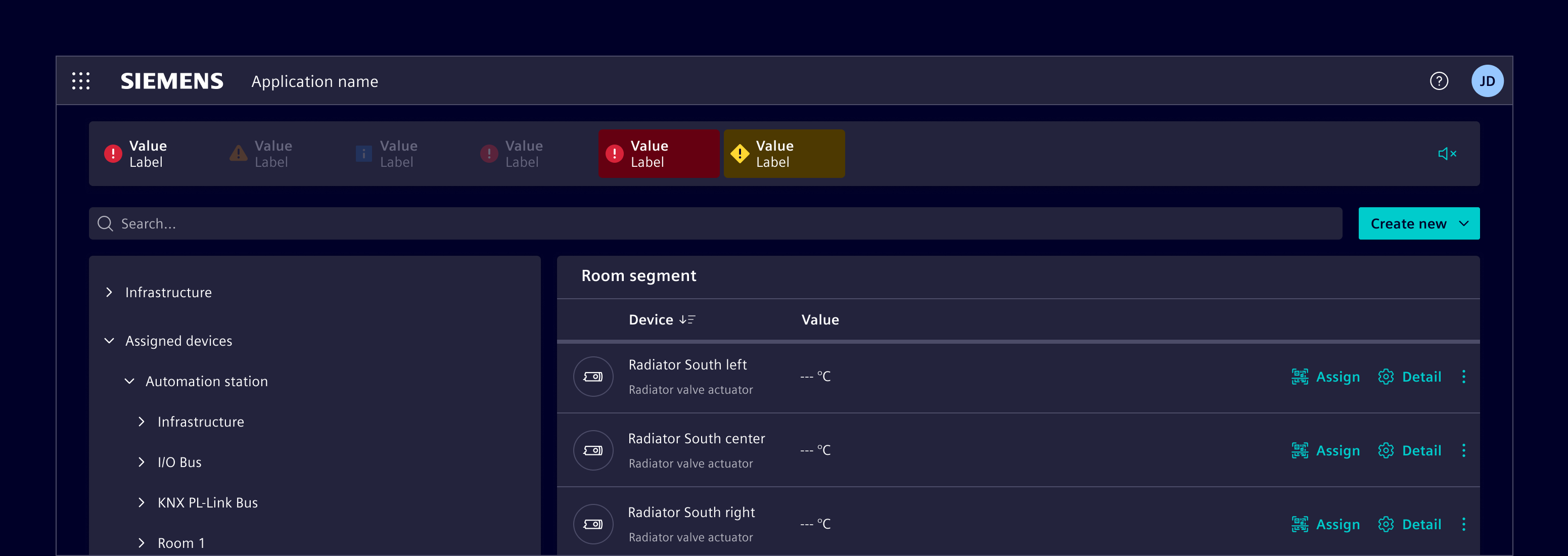 List-details global actions