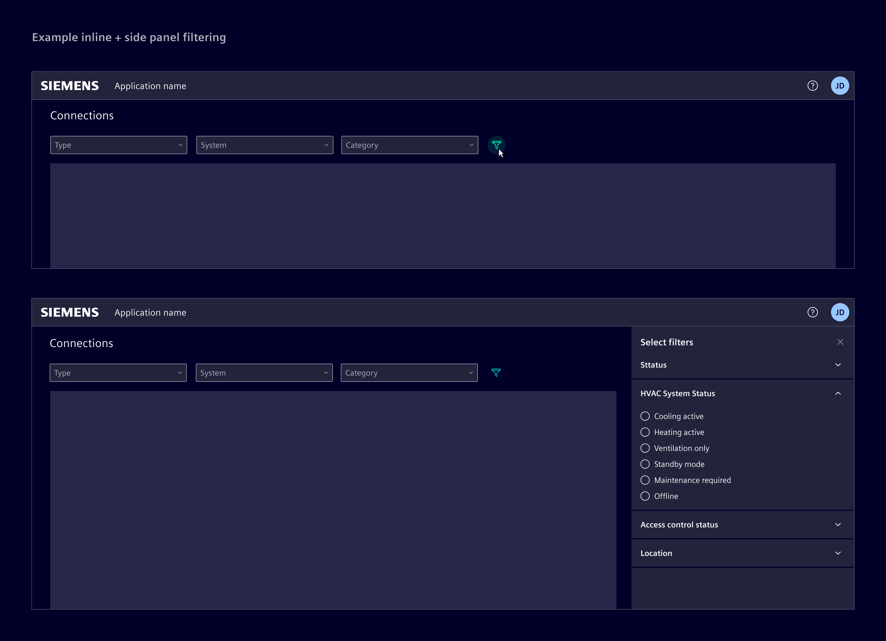 Filter - combining layouts
