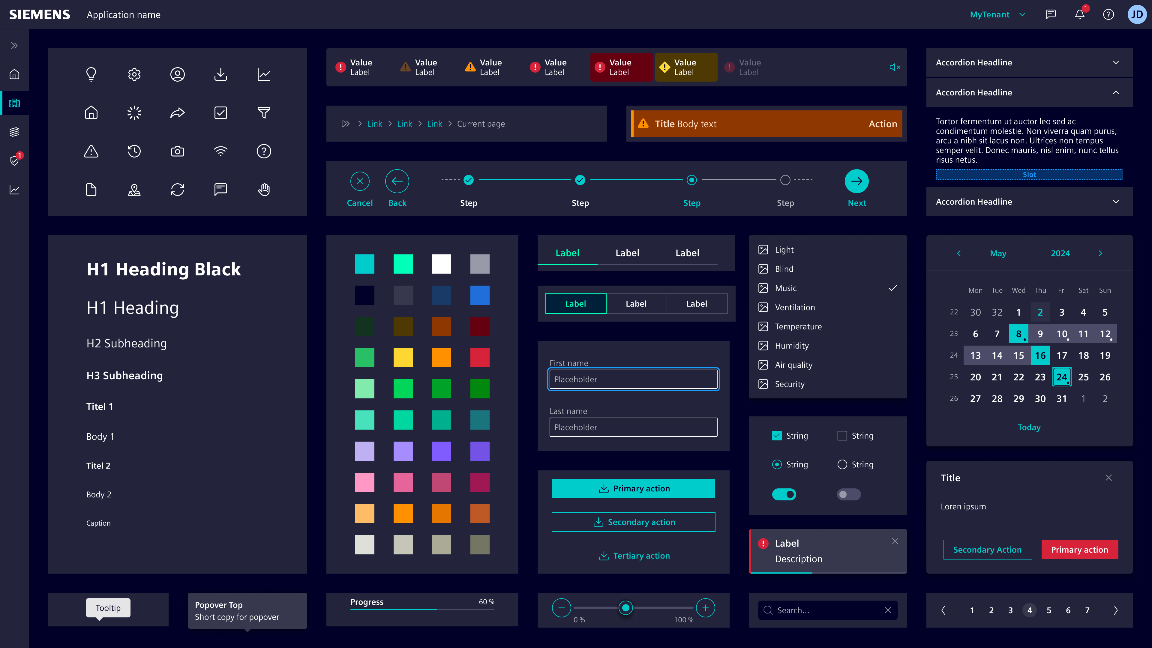 Moodboard components dark