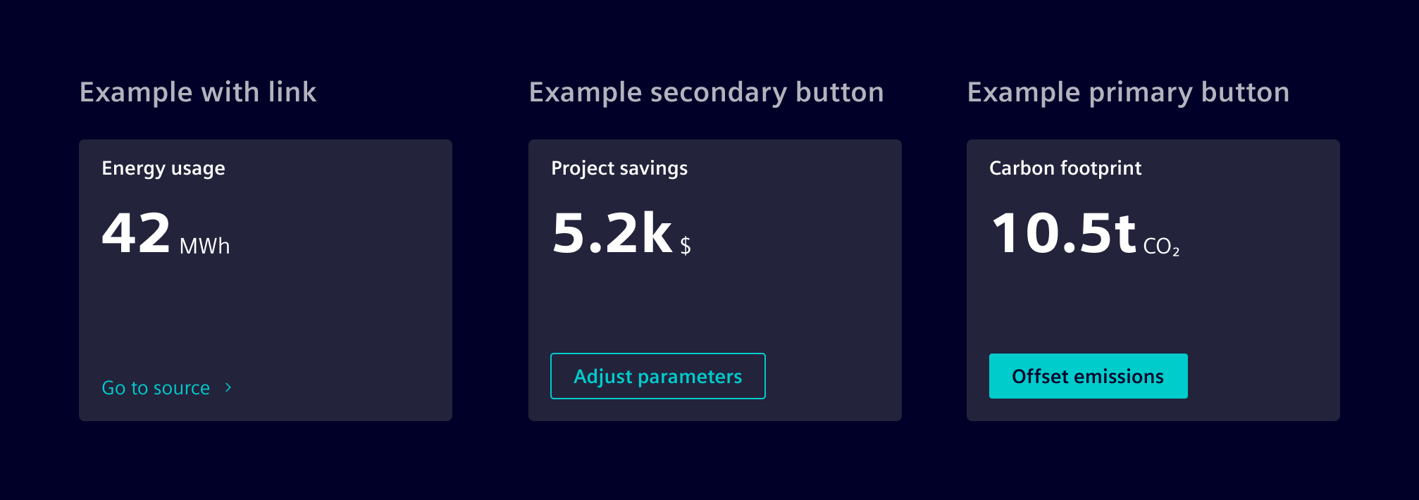 Value dashboard widget CTAs