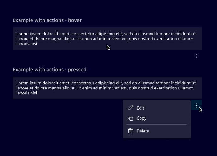 Message user actions