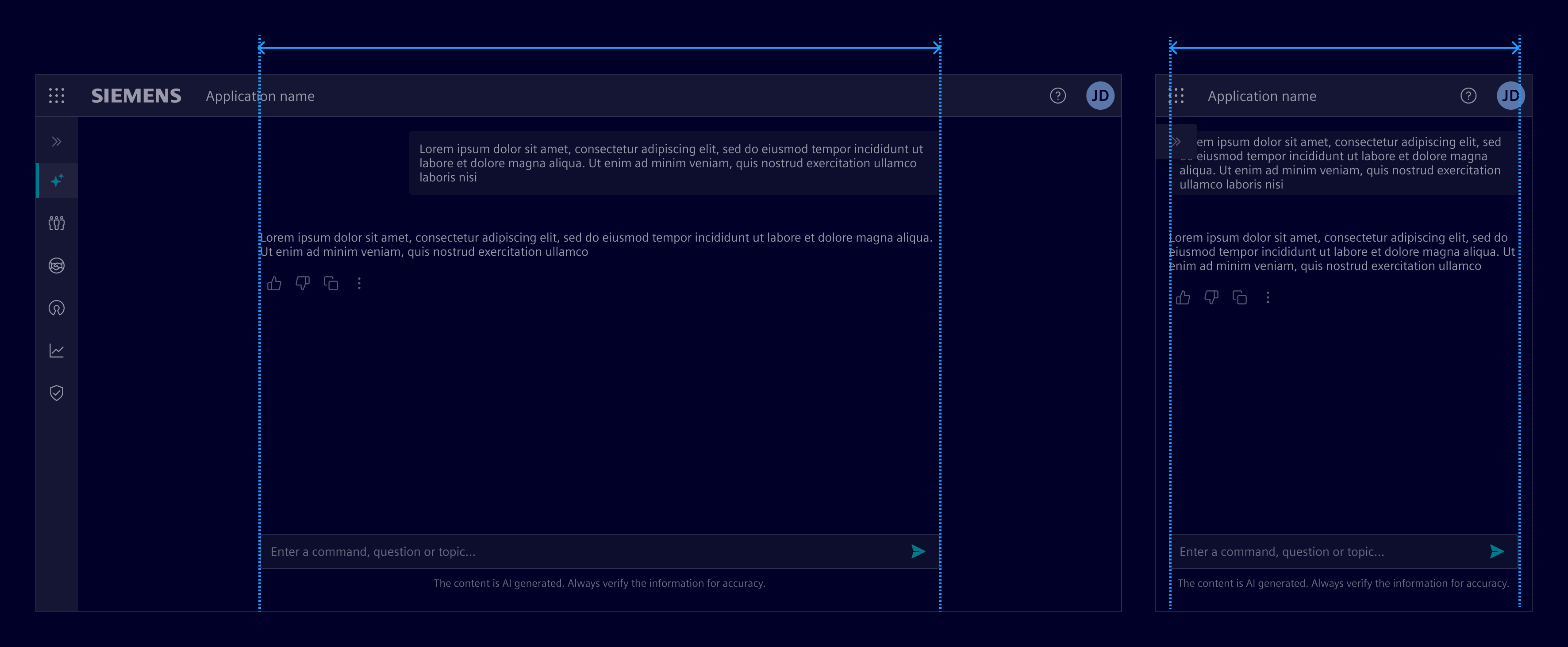 AI chat in full page - maximum width example
