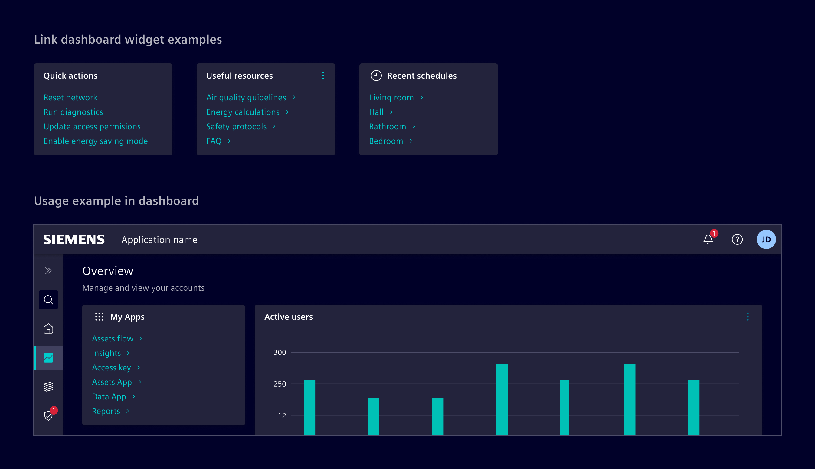 Link dashboard widget