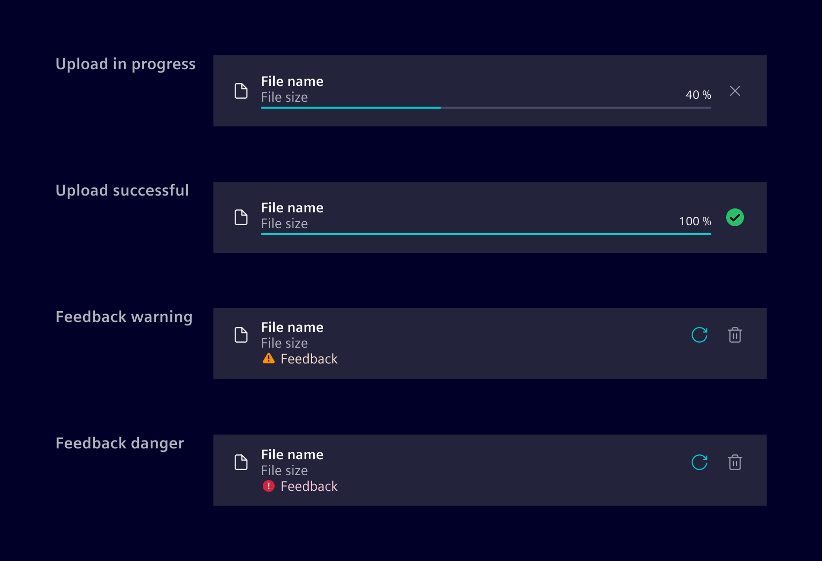 File uploader states