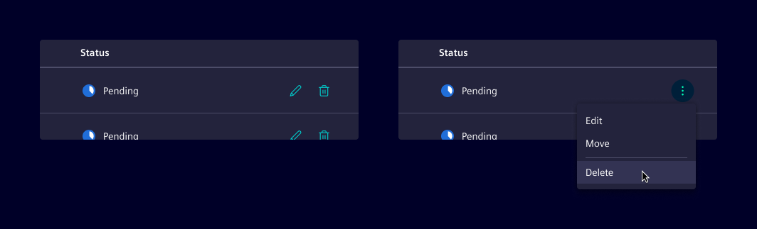 Table inline actions