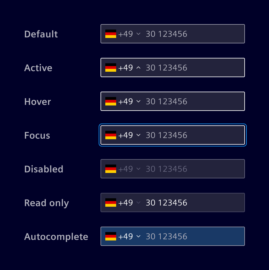 Number input - States