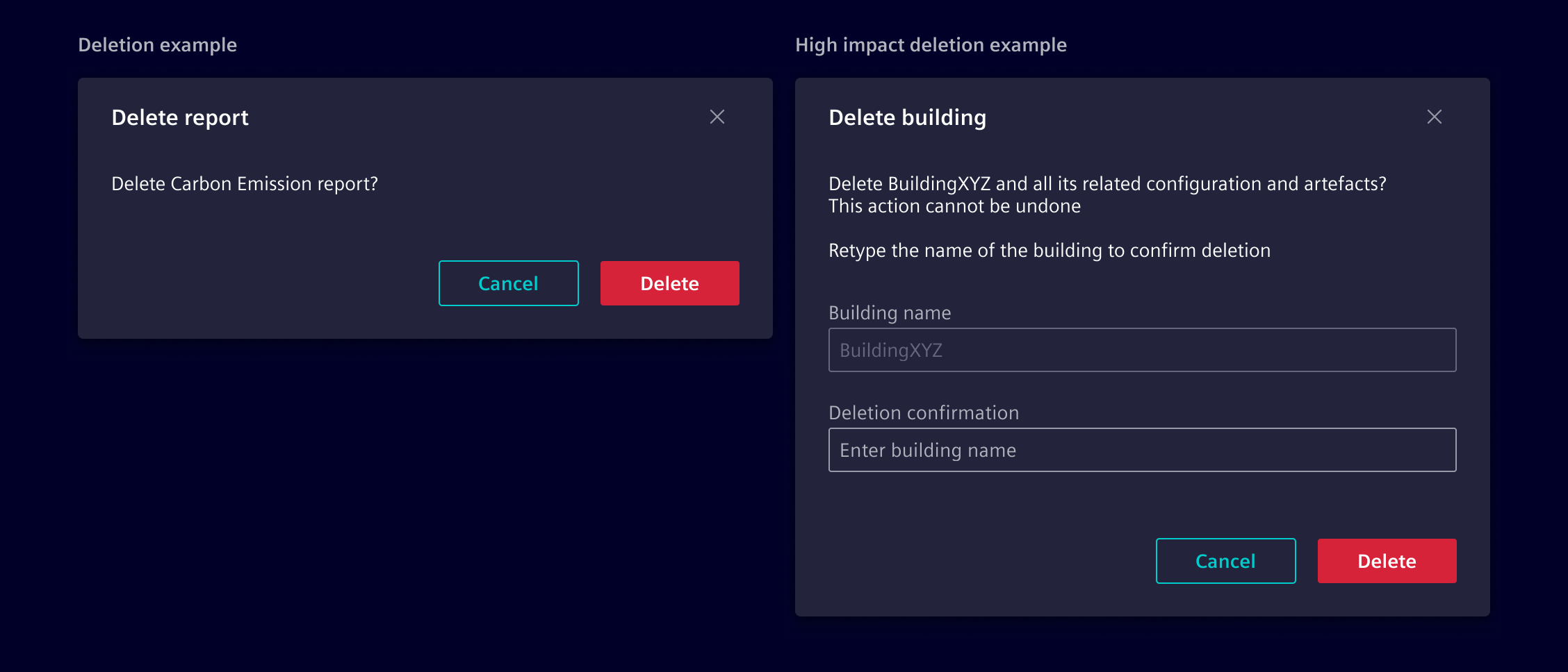 Deletion modal
