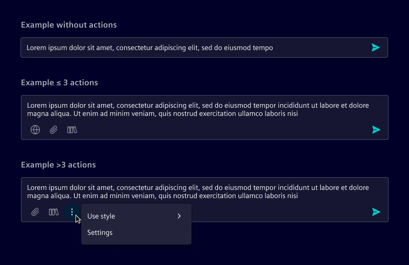 Chat input actions