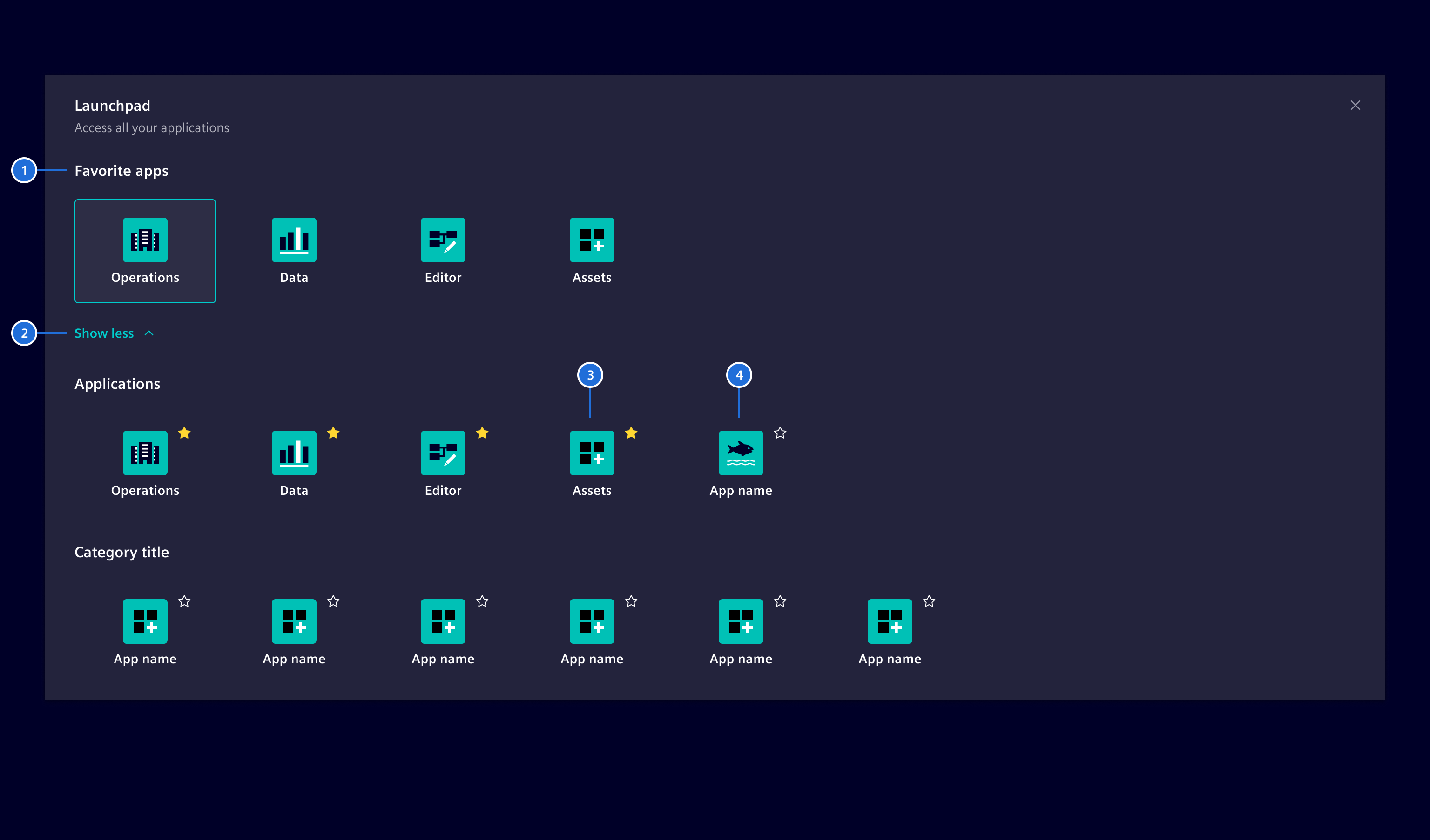 Launchpad favorites expanded