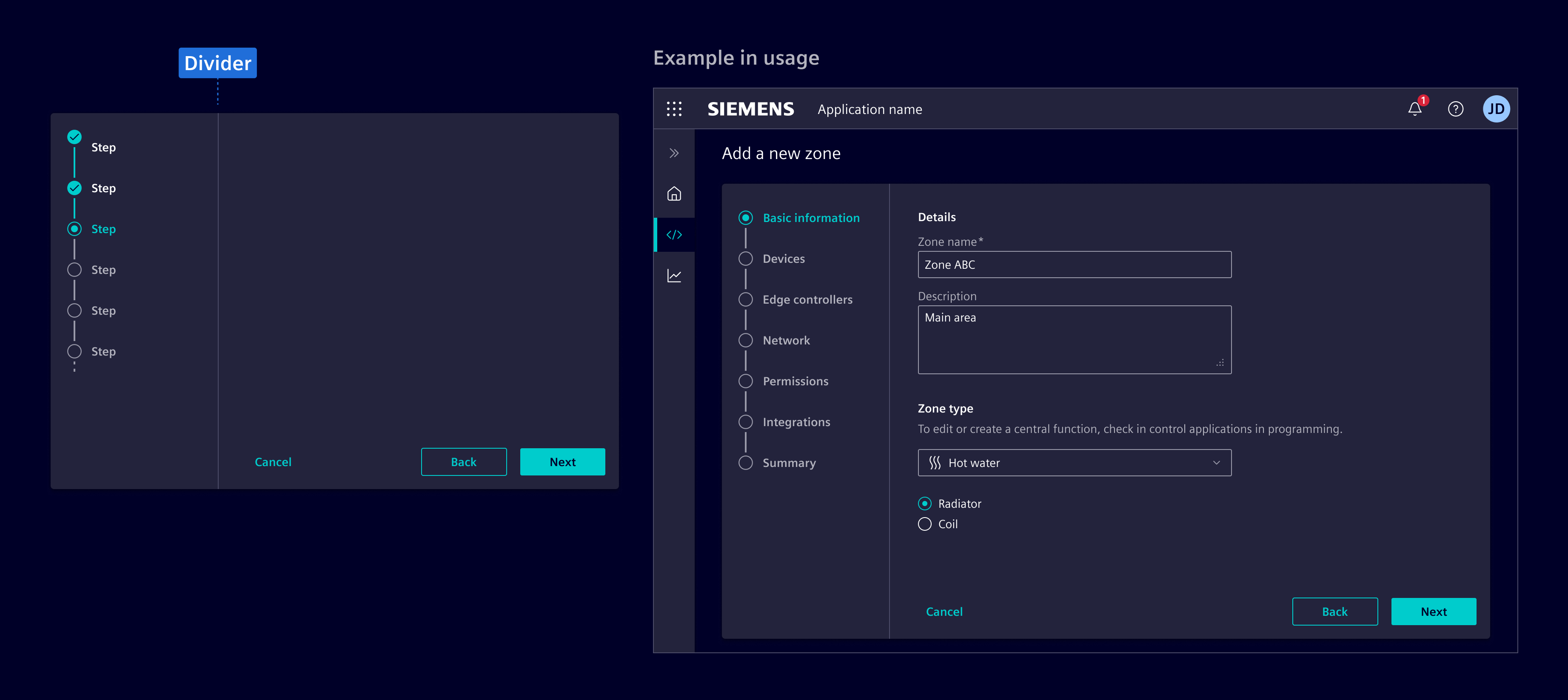 Wizard vertical - divider