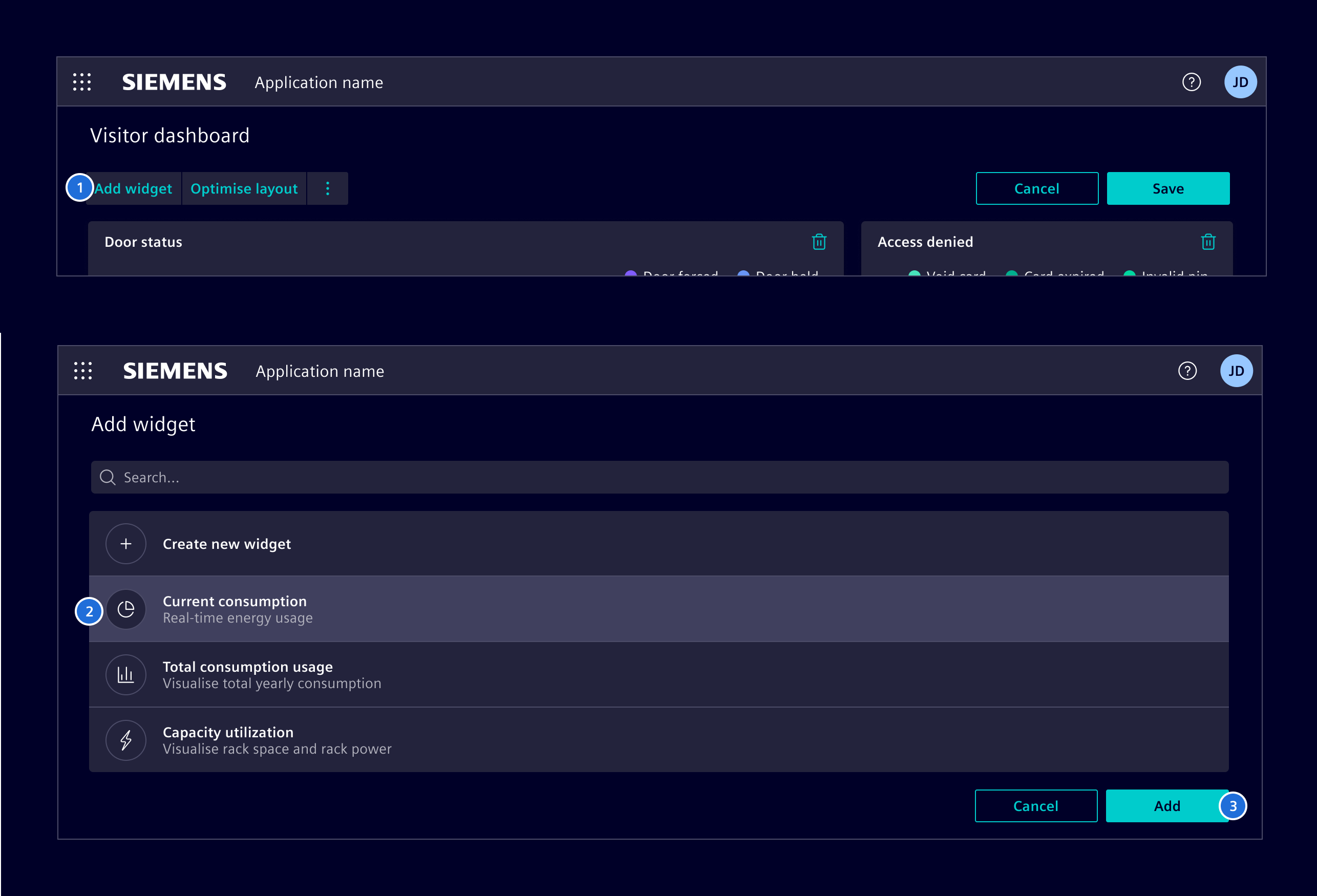 Flexible dashboard add