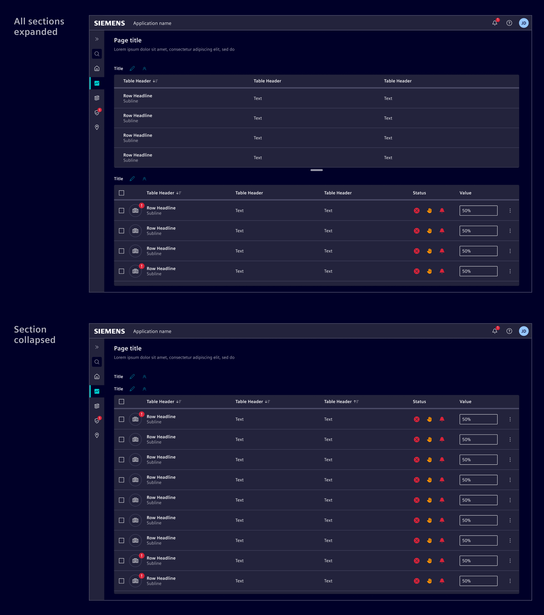 Split expand and collapse
