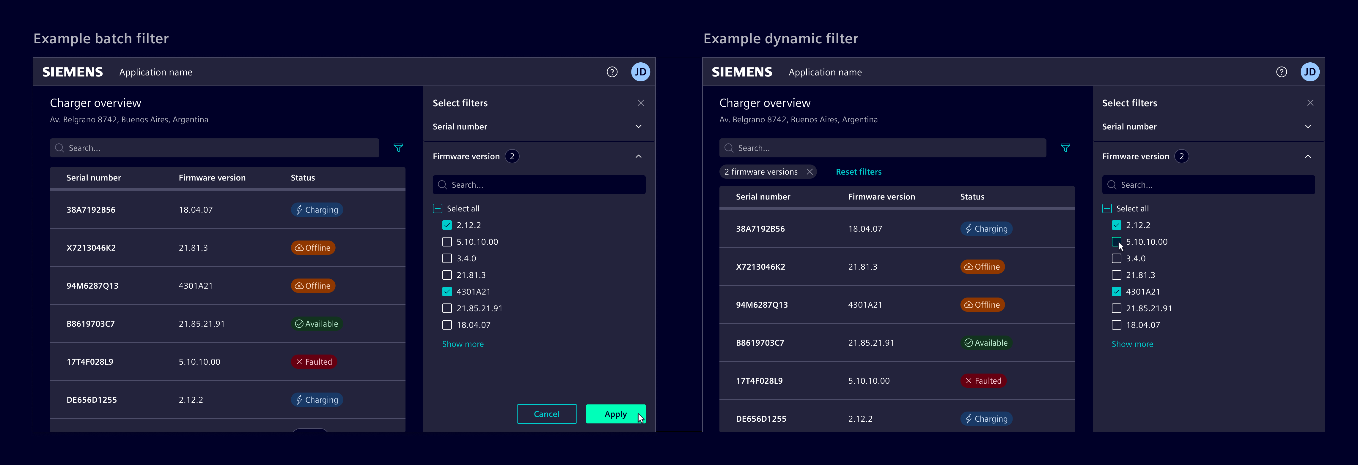 Filter - display method