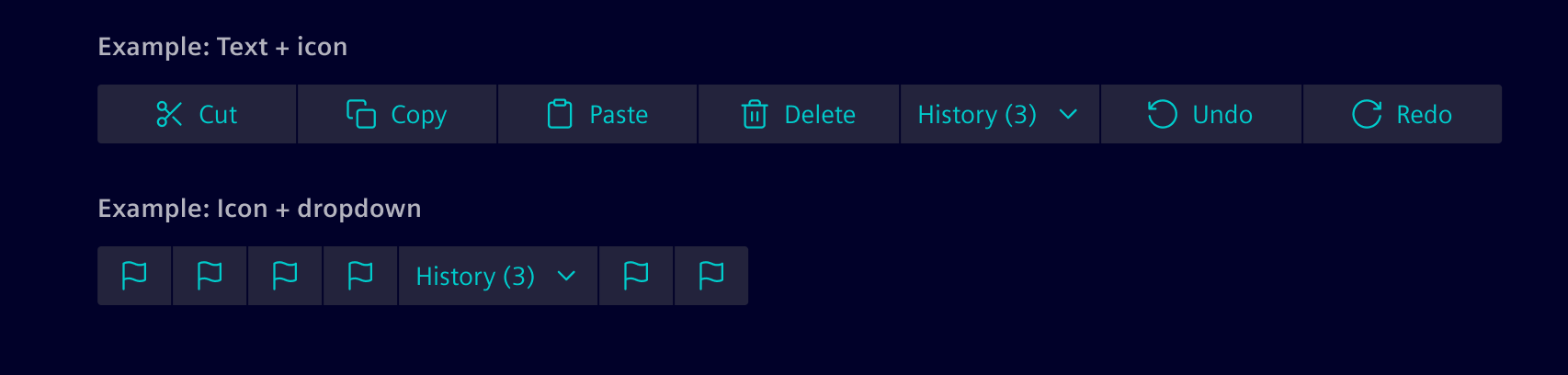 Content action button types examples