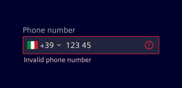 Phone number input - Validation