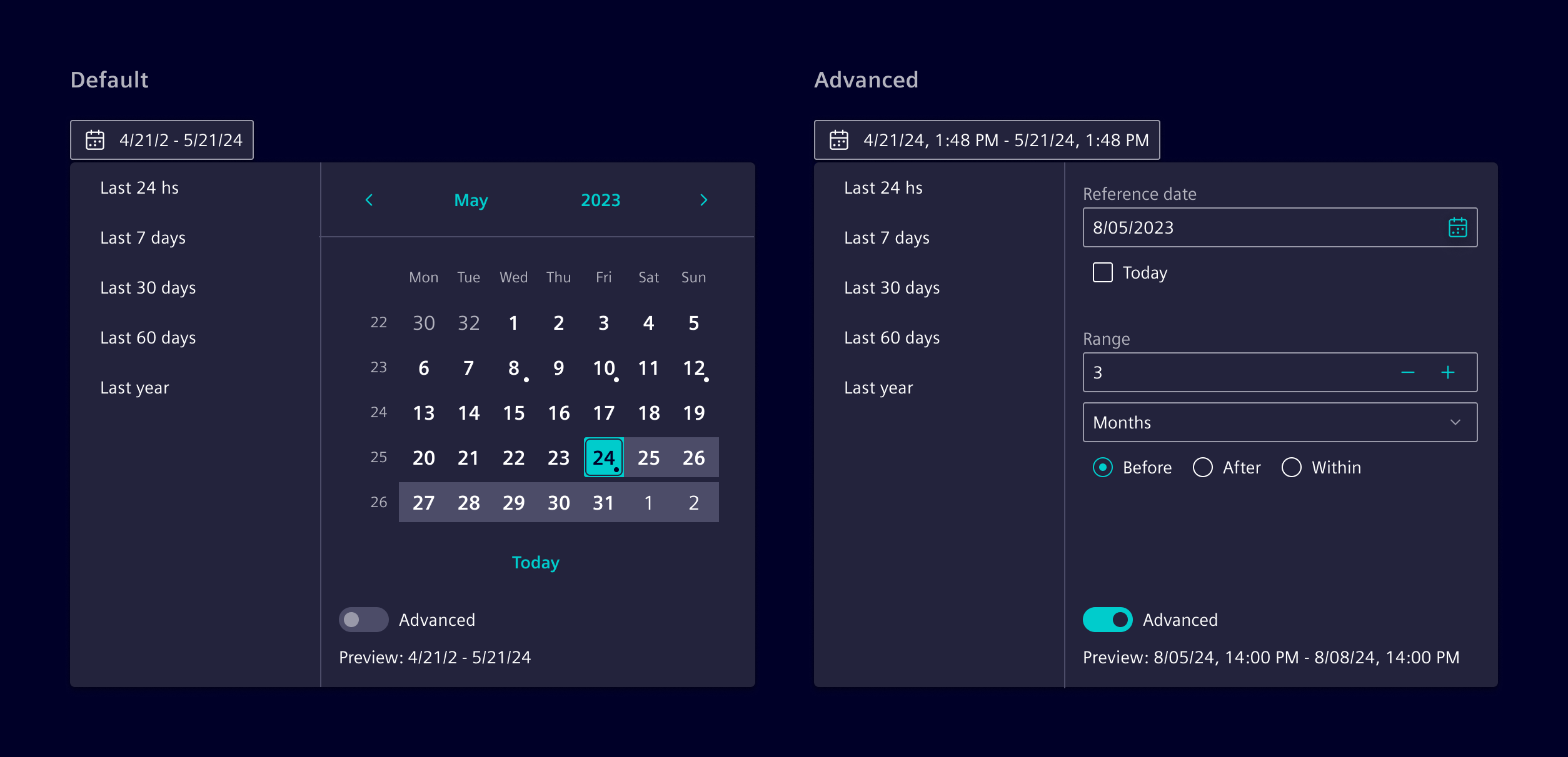 date range filter