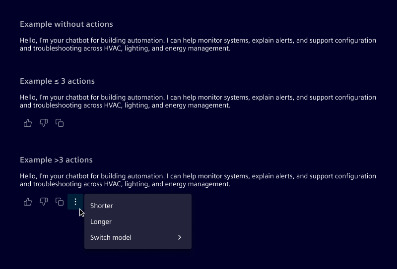 AI message actions