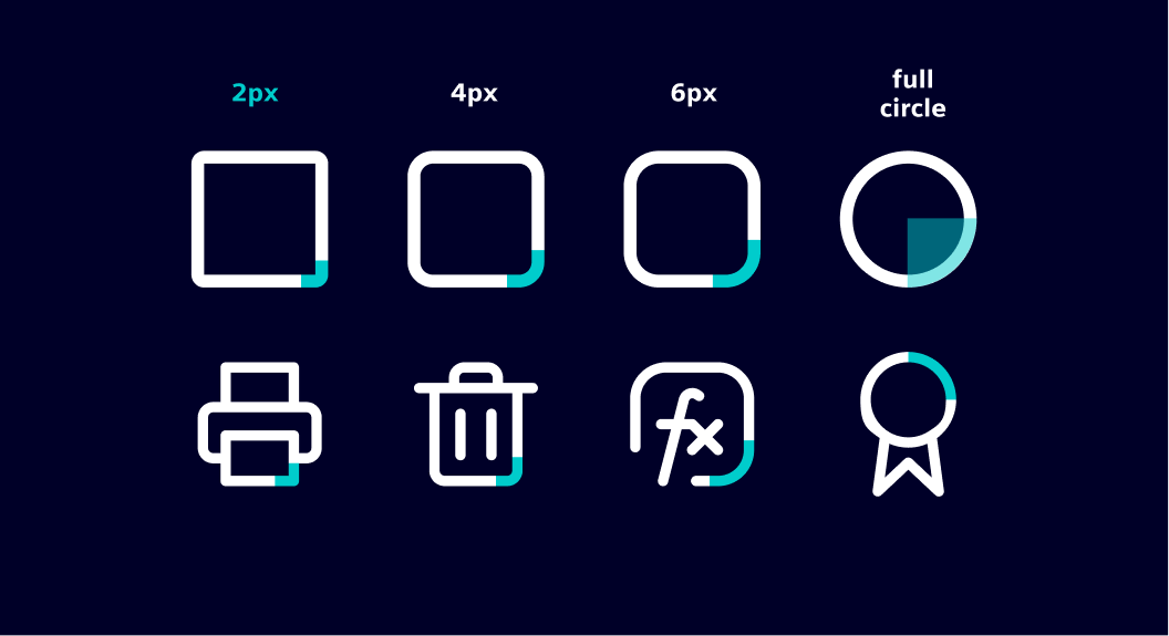 Icons radius