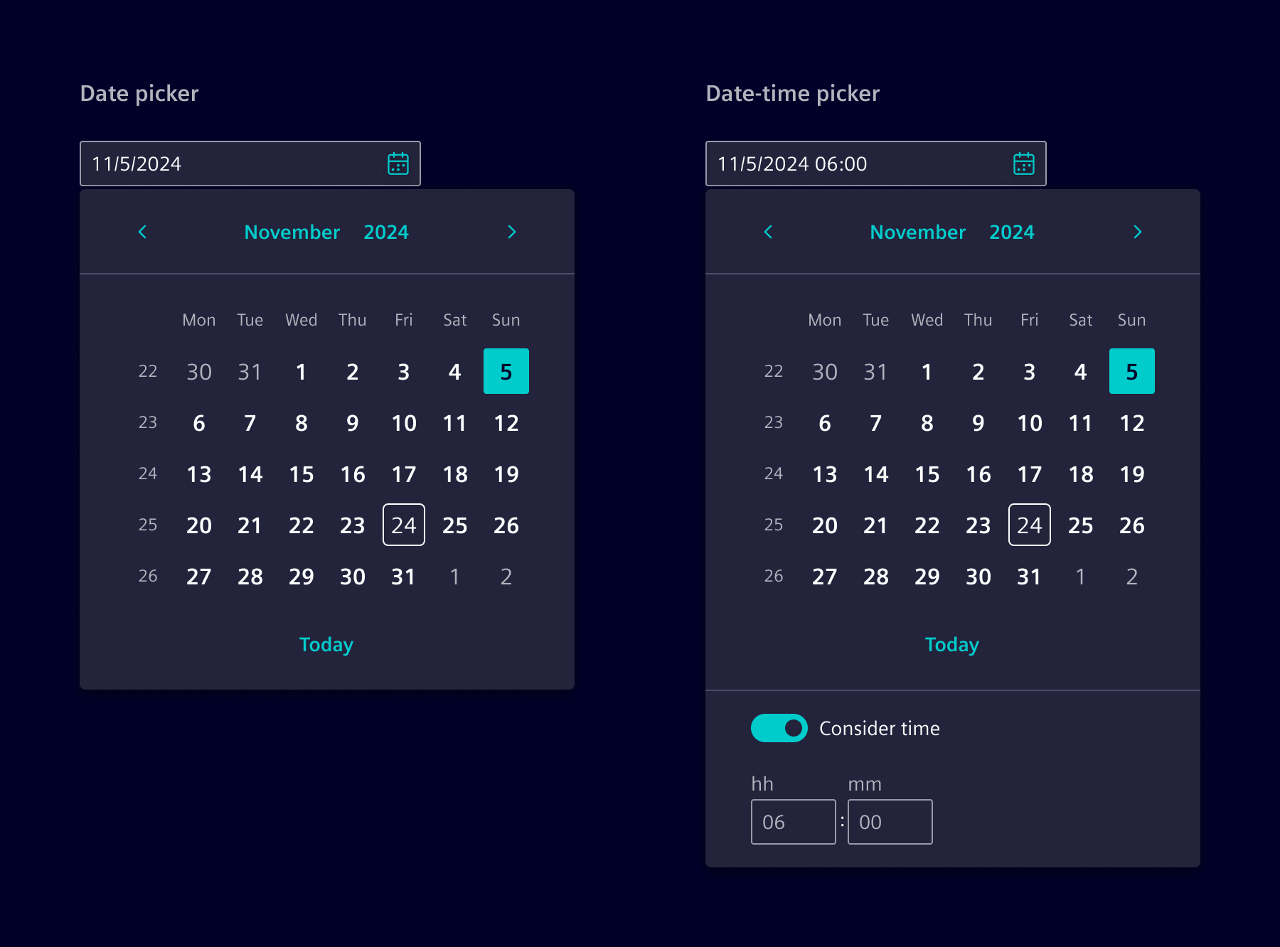 Single date picker