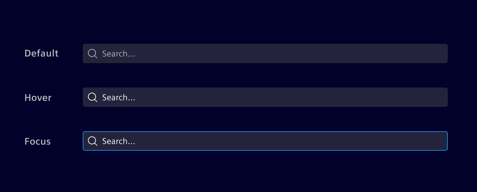search bar states