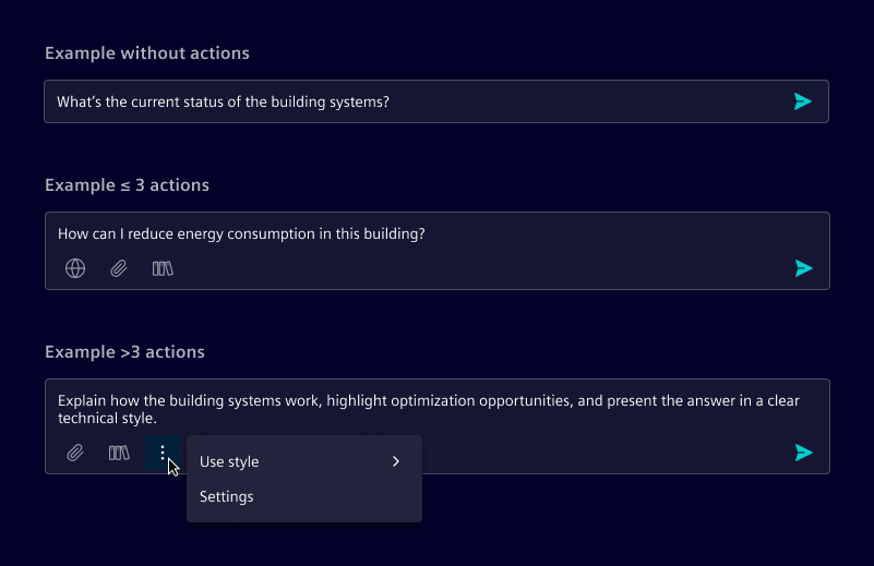 Chat input actions