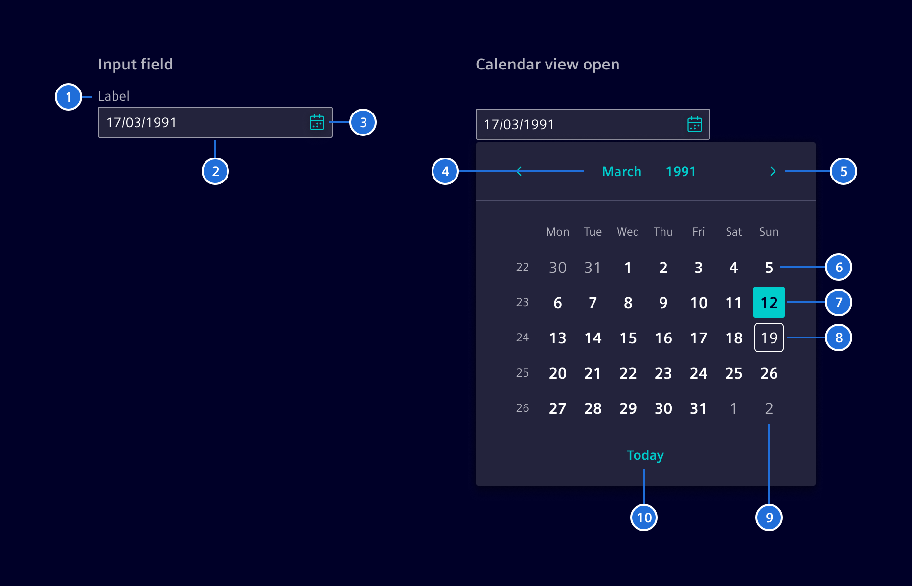 Date picker anatomy