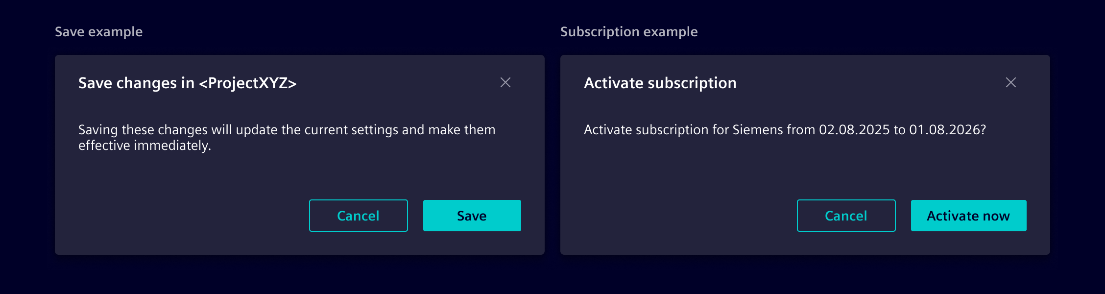 Confirmation modal