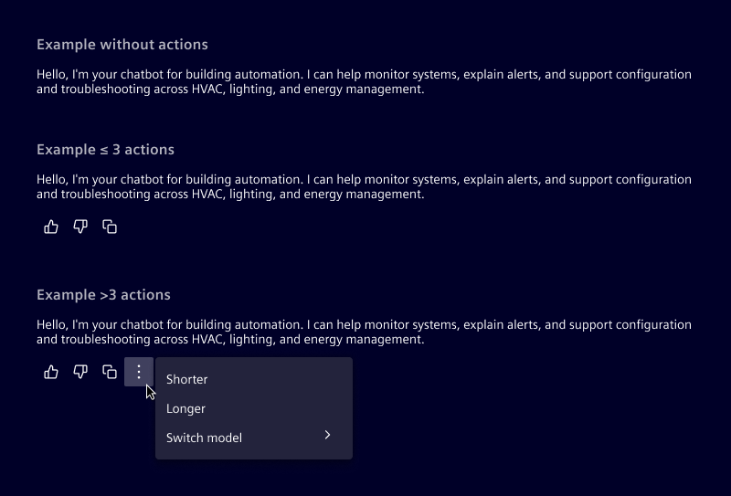 AI message actions
