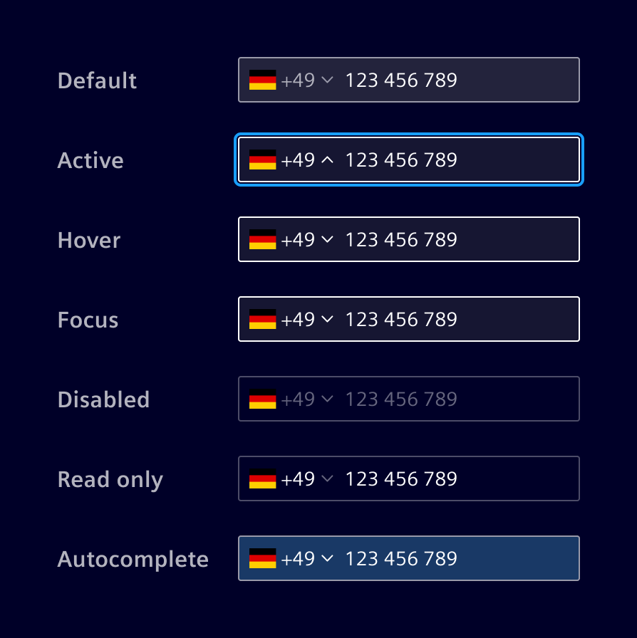 Number input - States