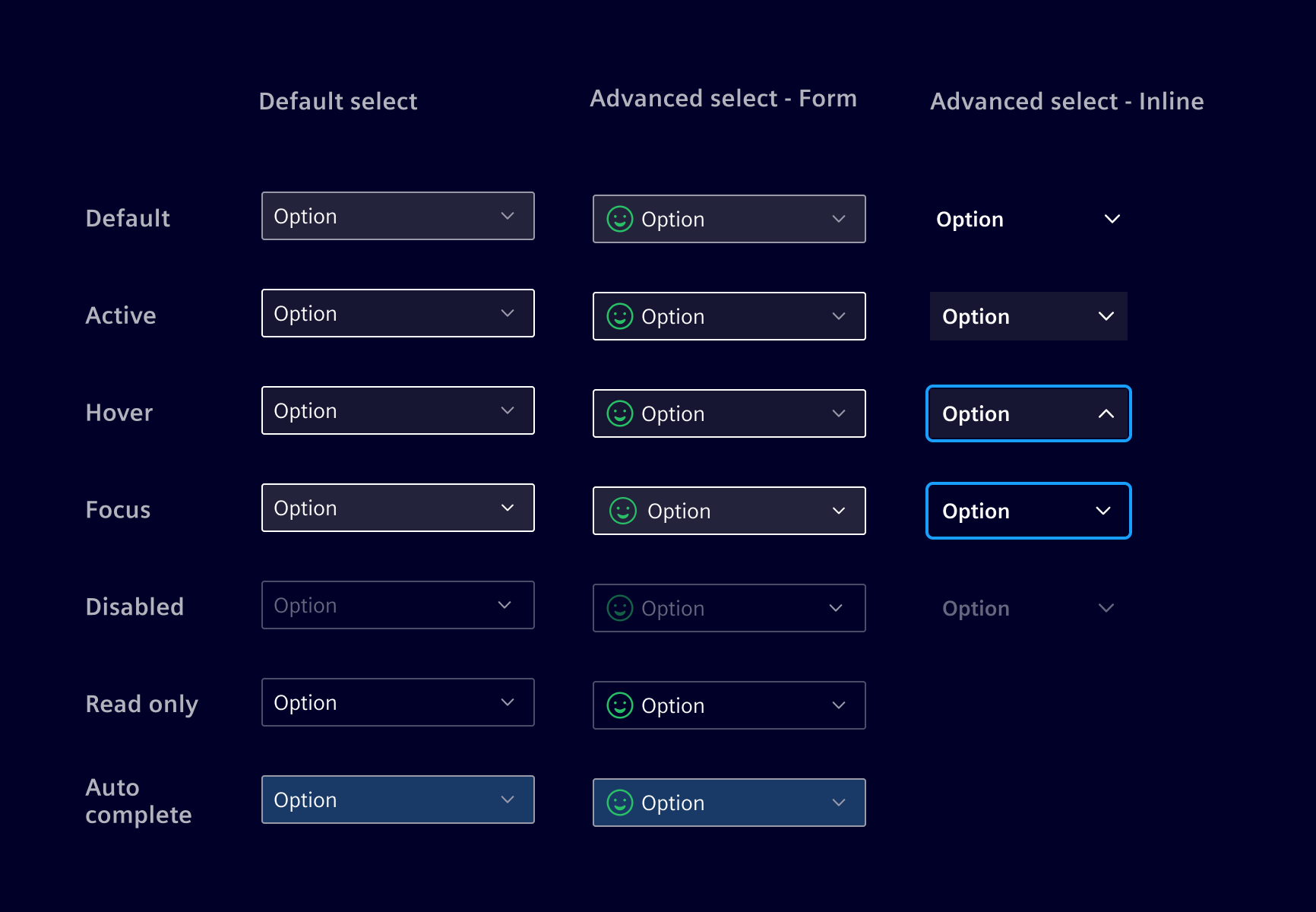 Select input states