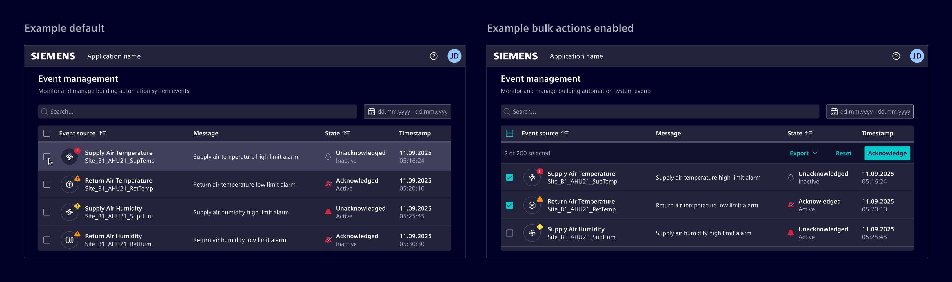 Bulk actions