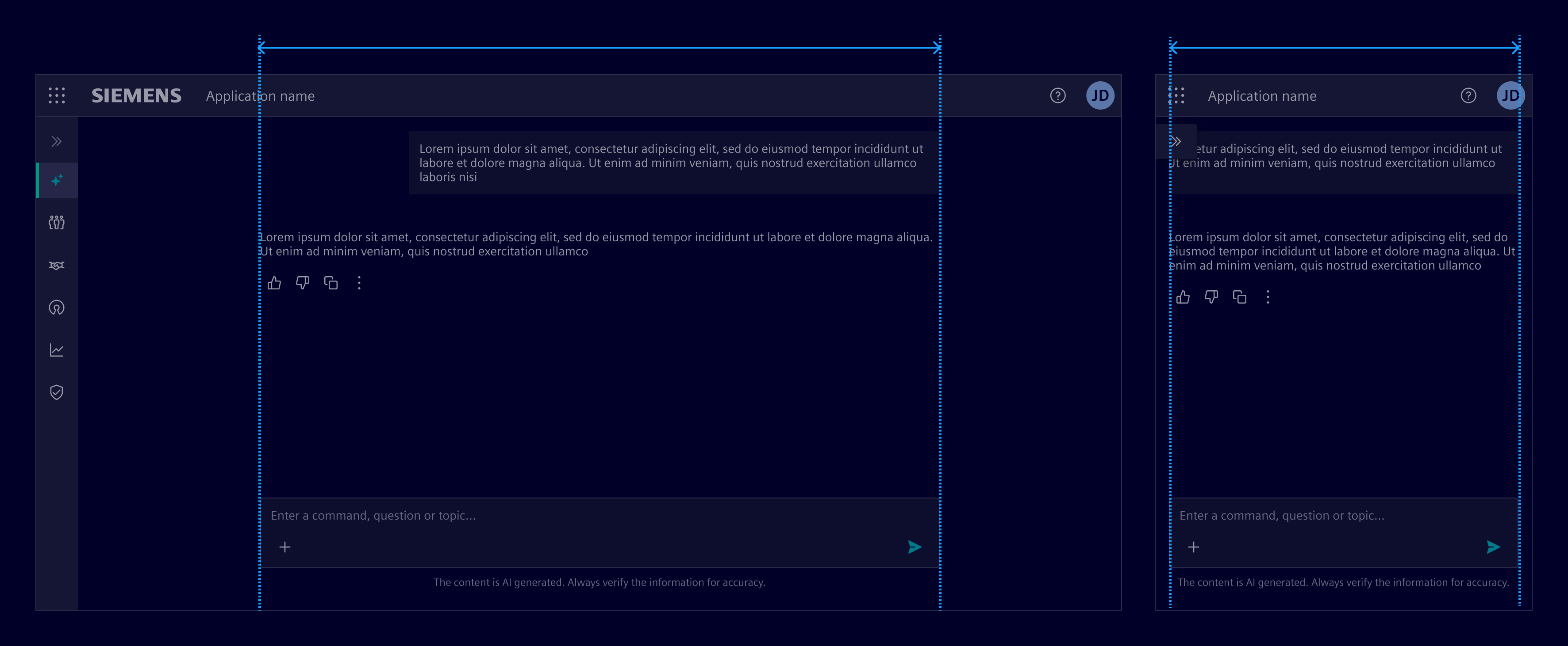 AI chat in full page - maximum width example