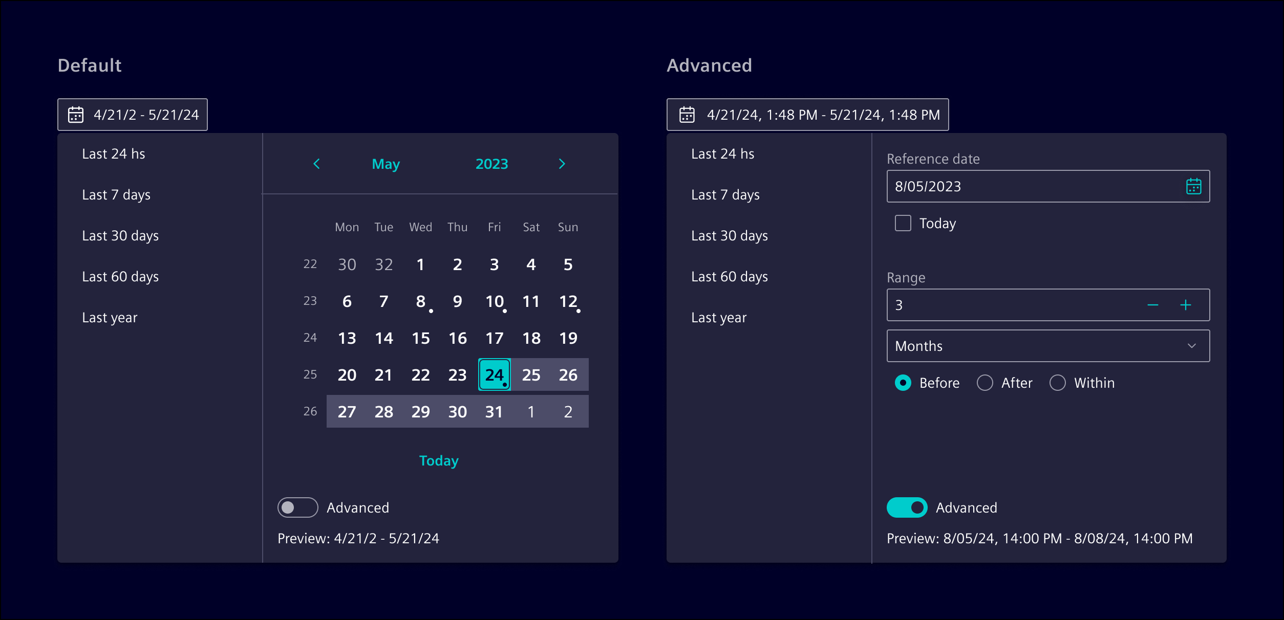 date range filter