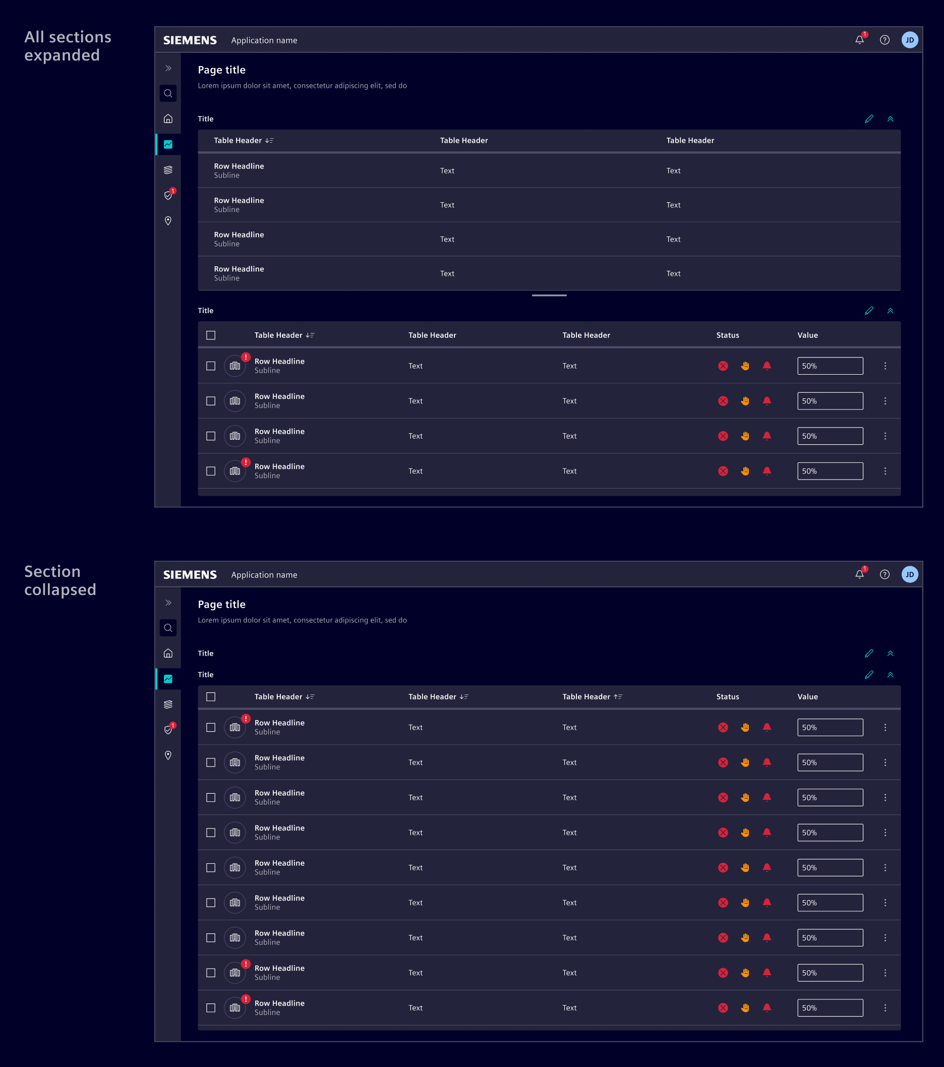 Split expand and collapse