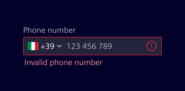 Phone number input - Validation