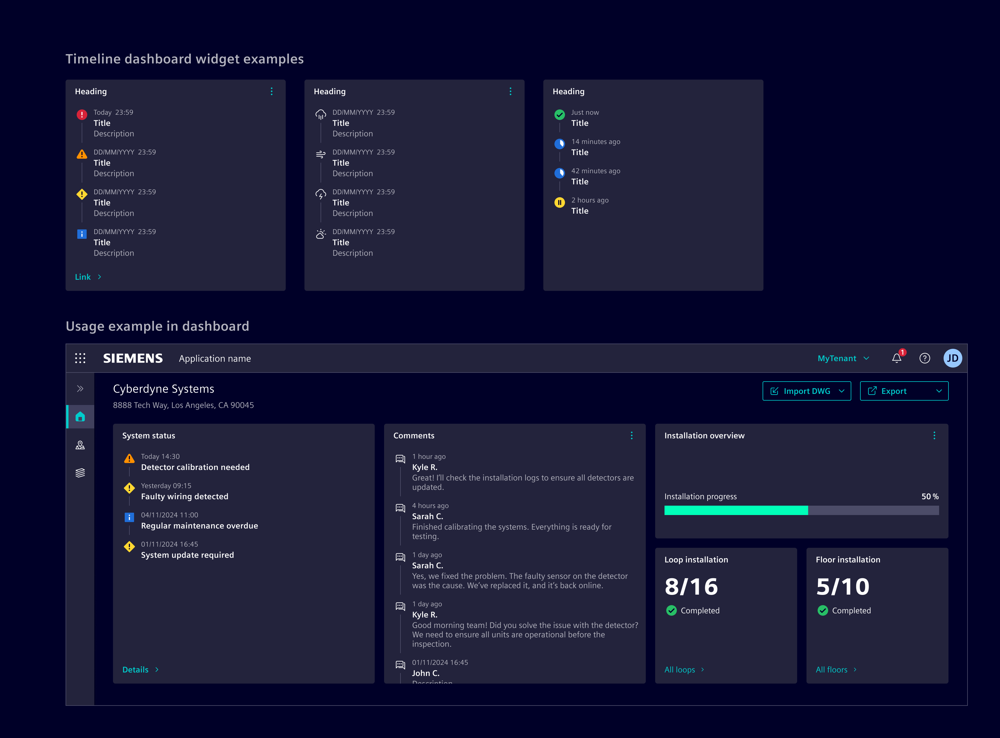 Timeline dashboard widget
