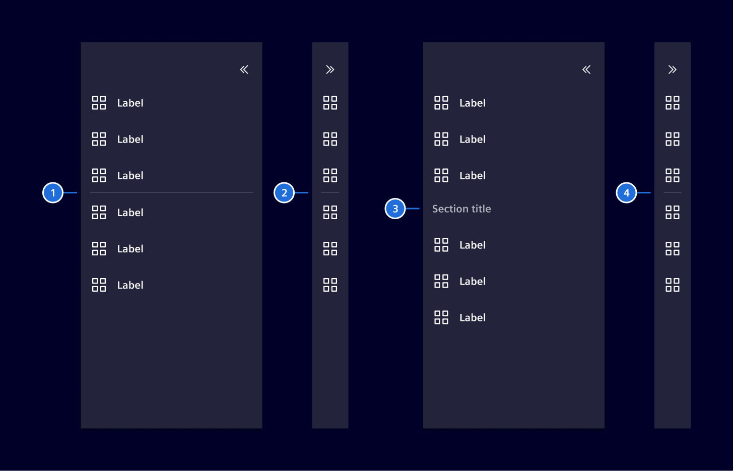 Vertical navigation with dividers and section titles