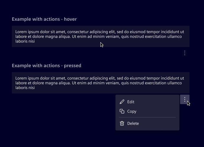 Message user actions
