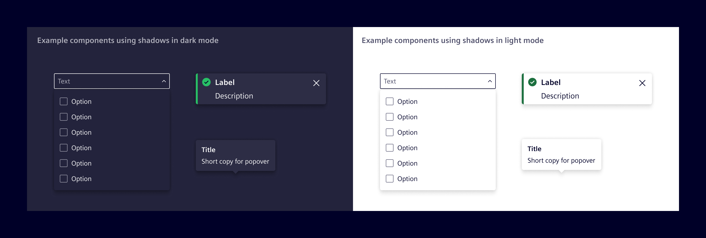 Elevation with shadows component examples