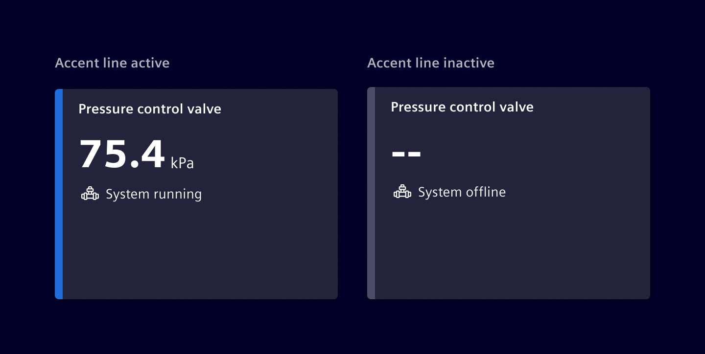 Value dashboard widget with accent line and dynamic behavior