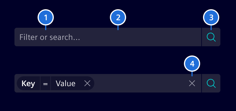 Filtered search elements