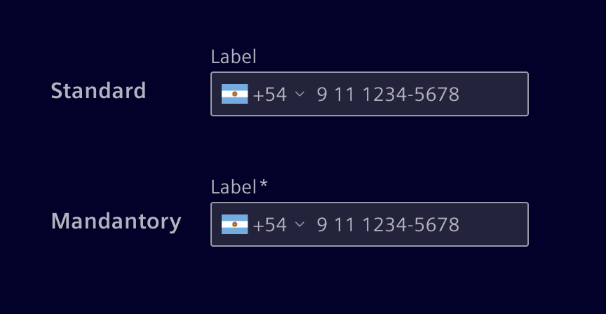Phone number input - Label