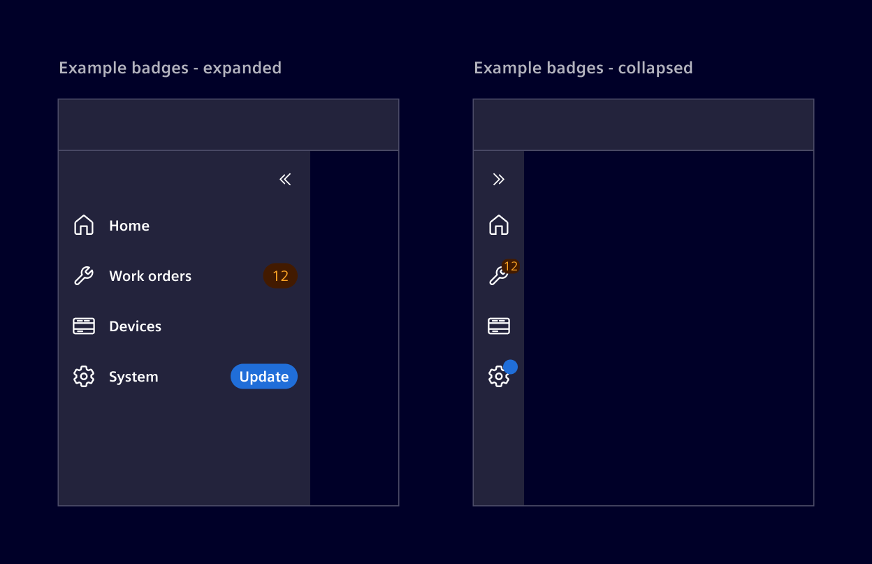 Vertical navigation with badges