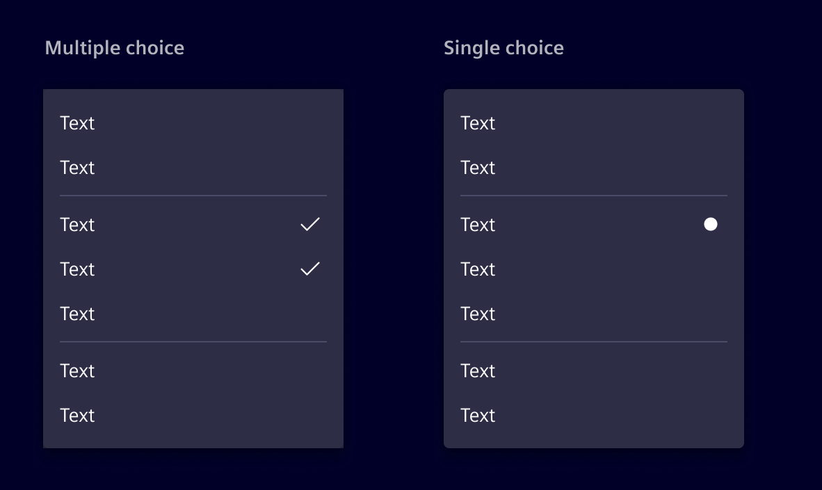 Multiple and single choice
