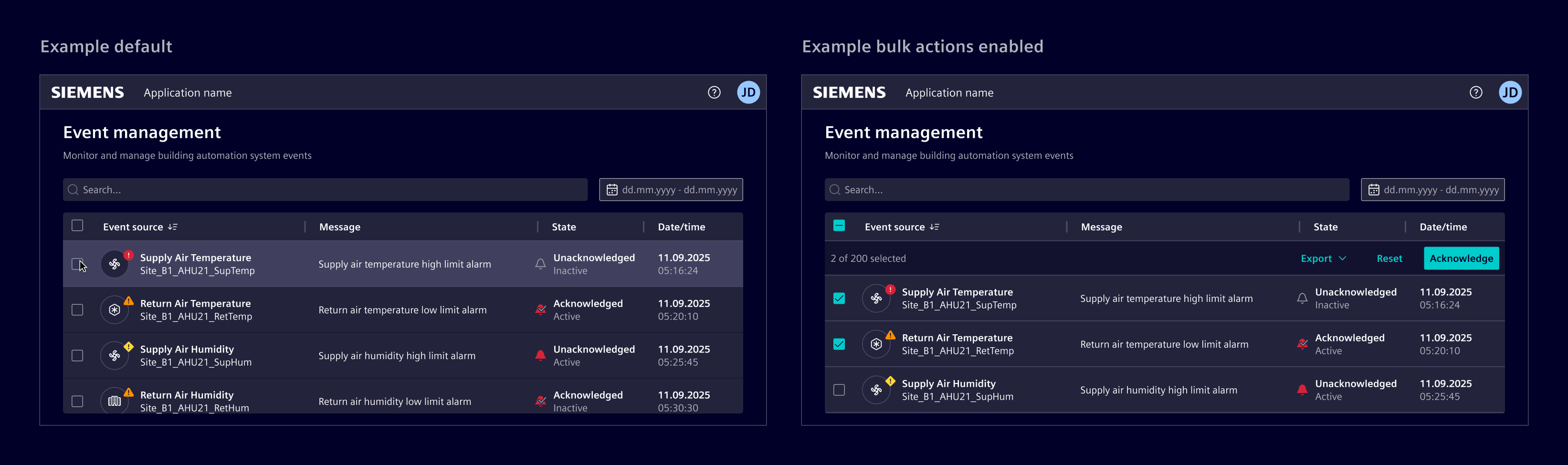 Bulk actions